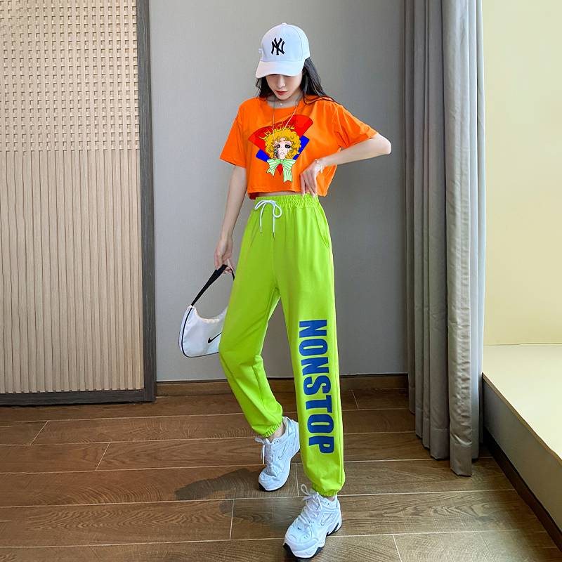 Adult Square Dance Fitness Modern Hop Hop Sports Pants Set Female Summer Dance Dance Fencing Performance Service