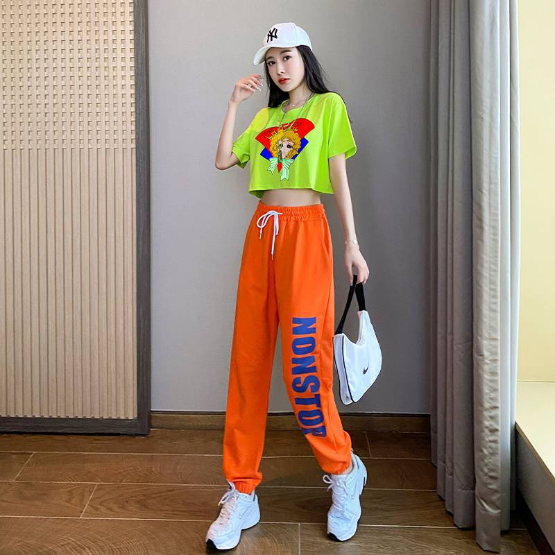Adult Square Dance Fitness Modern Hop Hop Sports Pants Set Female Summer Dance Dance Fencing Performance Service