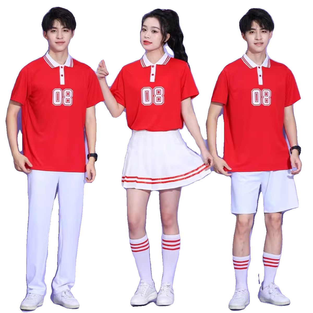 The new cheerleading performance service adult cheerleading team group played singing and gymmuncture student performance service set