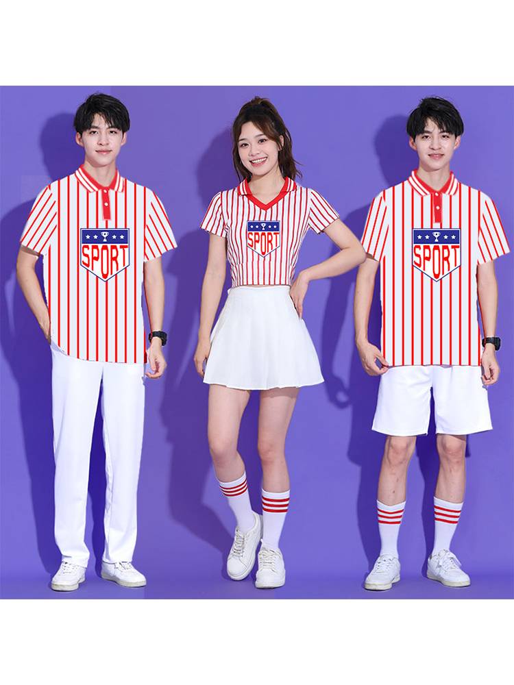 The opening ceremony of the new cheerleading clothing adult student sports meeting, cheerleading team showing bodybuilding group clothing