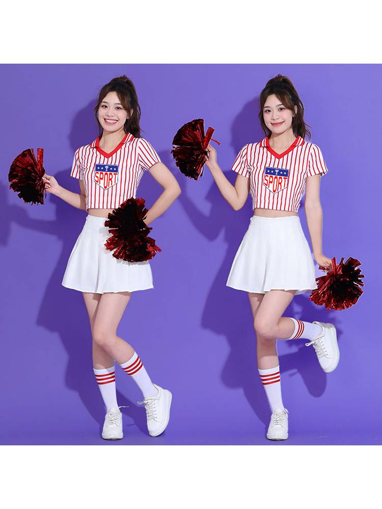The opening ceremony of the new cheerleading clothing adult student sports meeting, cheerleading team showing bodybuilding group clothing