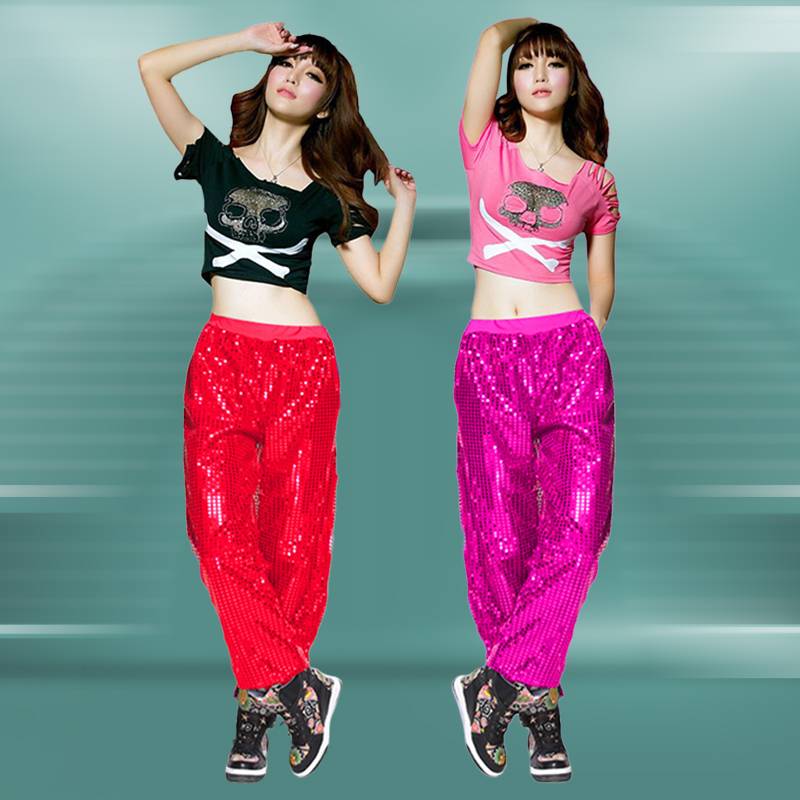 Adult female sequin jazz dance service la la la la la las ’s student modern dance performance service performance fitness exercise