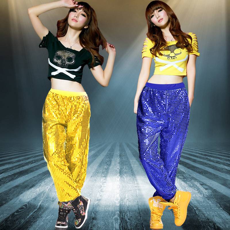 Adult female sequin jazz dance service la la la la la las ’s student modern dance performance service performance fitness exercise