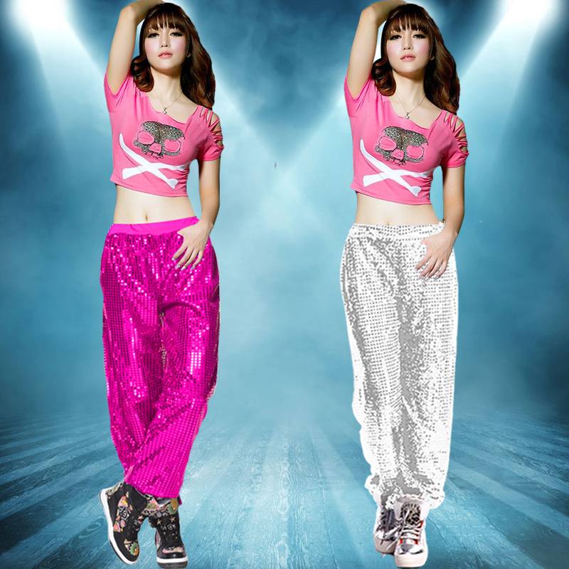 Adult female sequin jazz dance service la la la la la las ’s student modern dance performance service performance fitness exercise