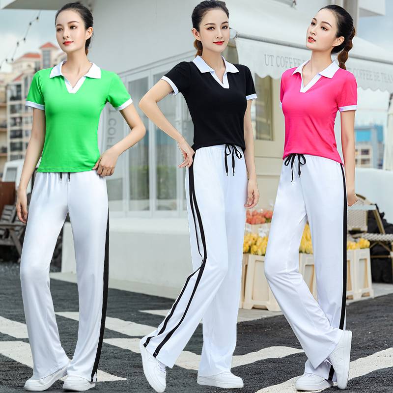 Summer short -sleeved square dance clothing new suit slim slimness, thin cheerleading gymnastics uniform sports casual dancing clothes