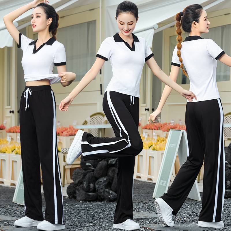 Summer short -sleeved square dance clothing new suit slim slimness, thin cheerleading gymnastics uniform sports casual dancing clothes