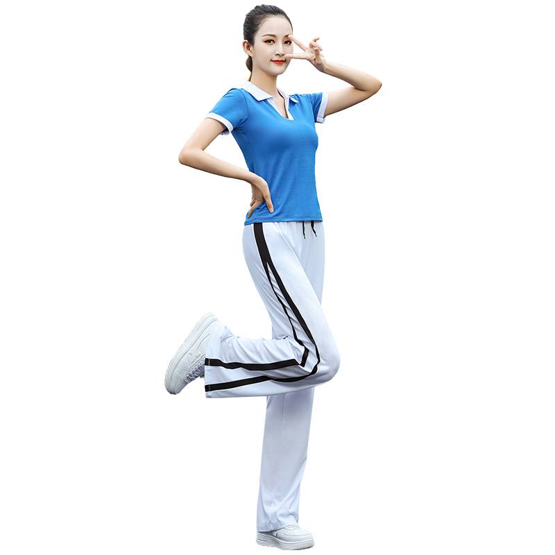 Summer short -sleeved square dance clothing new suit slim slimness, thin cheerleading gymnastics uniform sports casual dancing clothes