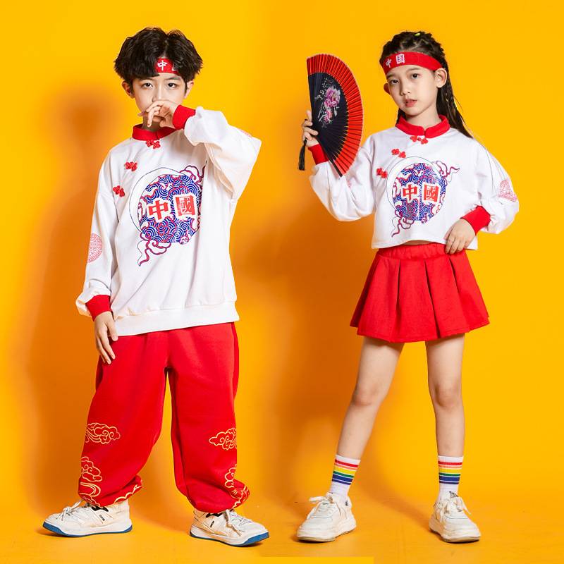 Factory sales of the New Year's Day National Tide Missing Kindergarten Hanfu Children La La Raoming School Games Conference Conference to Chorus Chorus