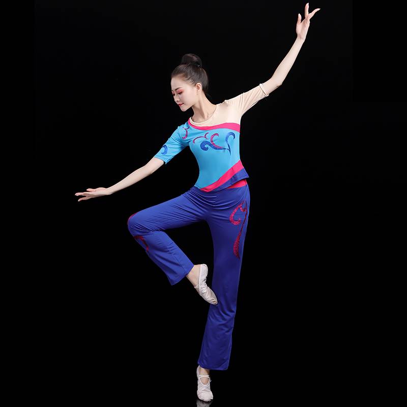 Plaza dance clothing new suit training exercise bodybuilding bodybuilding artificial gymnastics national style sports dance Yangge performance service