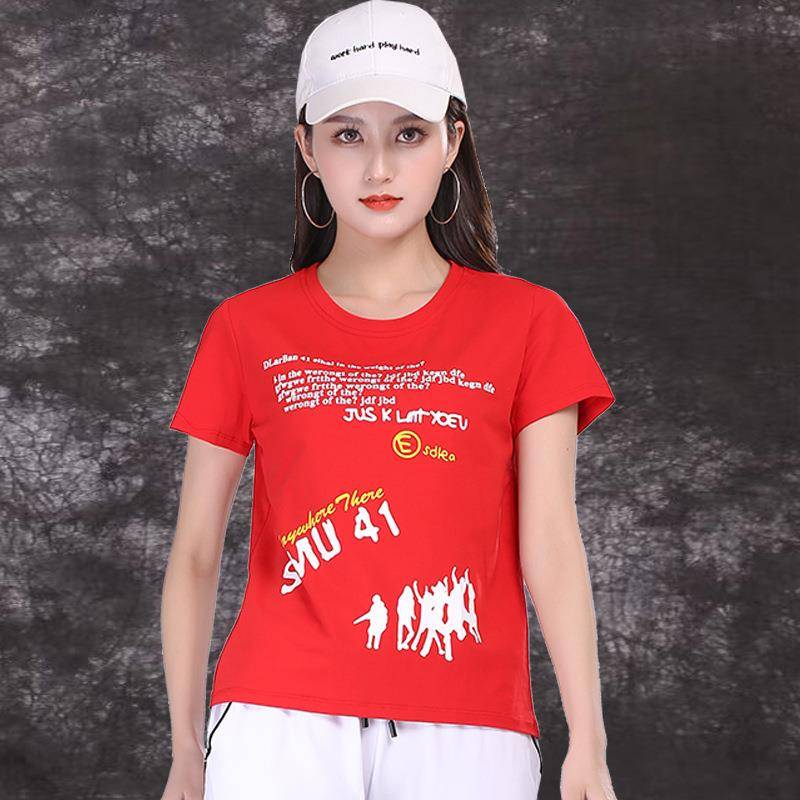 2 New 2001 Plaza Dance Clothing Summer Short Sleeve Set 2 Type Dance Dance Server 219 sports step fitness clothes