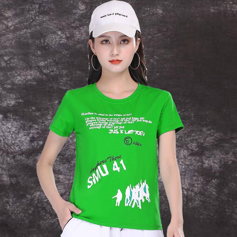 2 New 2001 Plaza Dance Clothing Summer Short Sleeve Set 2 Type Dance Dance Server 219 sports step fitness clothes