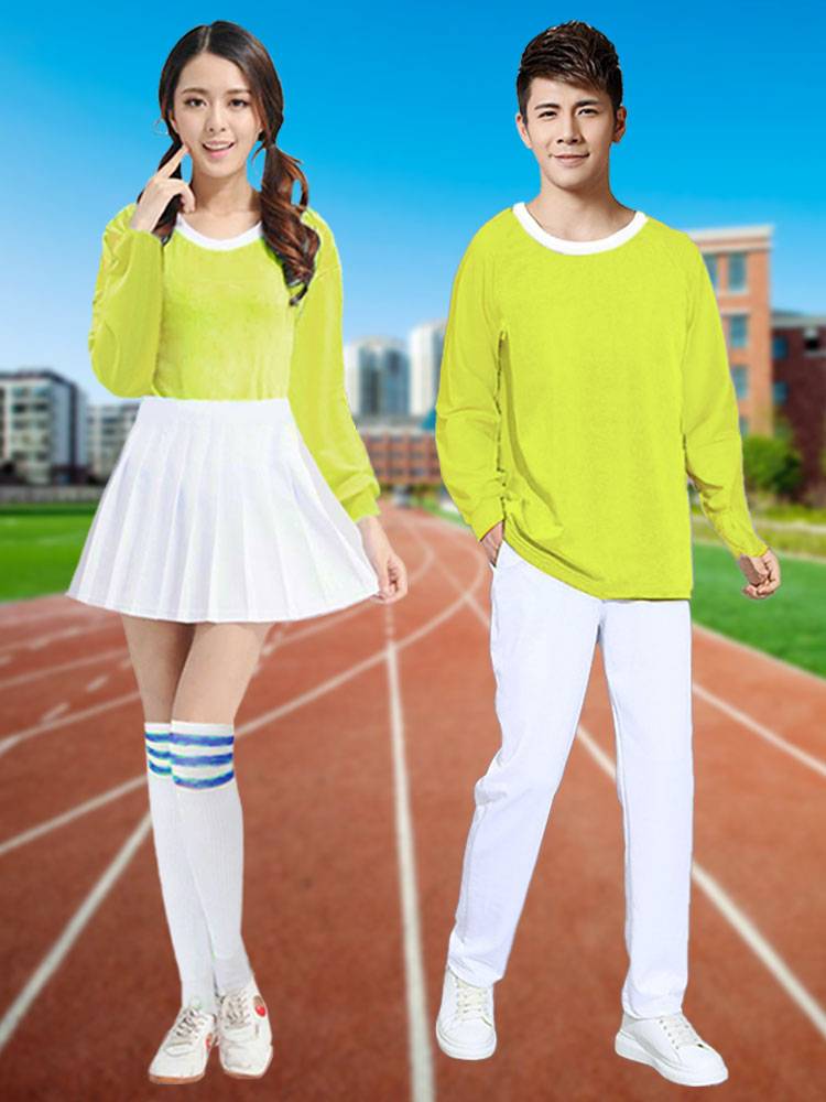 The new Korean women's group is the same cheerleading men's and women's group fitness exercise college student sports conference performance service stage