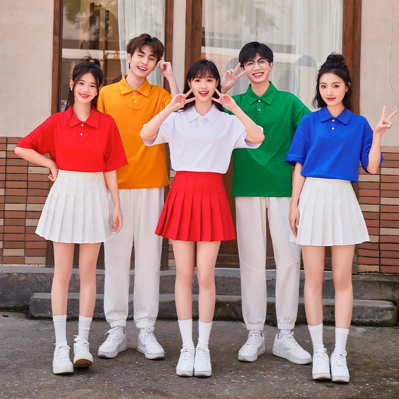 Candy -colored short -sleeved pleated skirt adult student Rainbow cheerleading team gymnastic jazz dance show