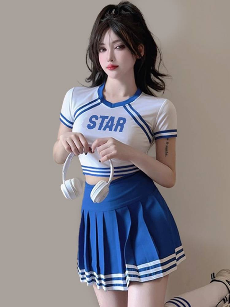 La la la fucan dance bodybuilding the adult ralant team student movement team service team stage short -sleeved performance service