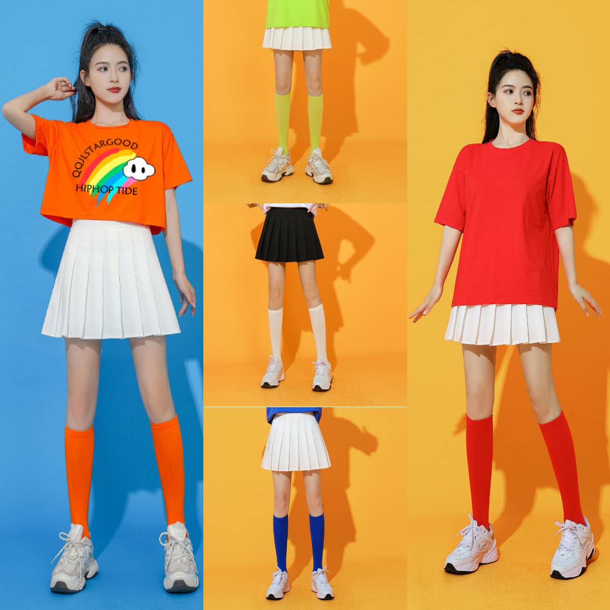 La la la fucan cotton white stockings male girls and girls Lala sports mid -stockings striped skid football socks