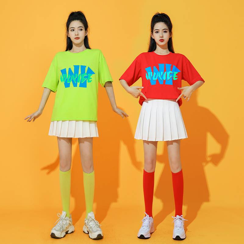Farmhouse La La Fuck performance service competition service female Lala team cheerleading team fitness exercises T -shirt short skirt