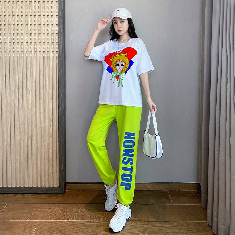 Adult Square Dance Health Dance Fashion Sports Pants Set Female Summer Symbol Dance Fencing Performance Service