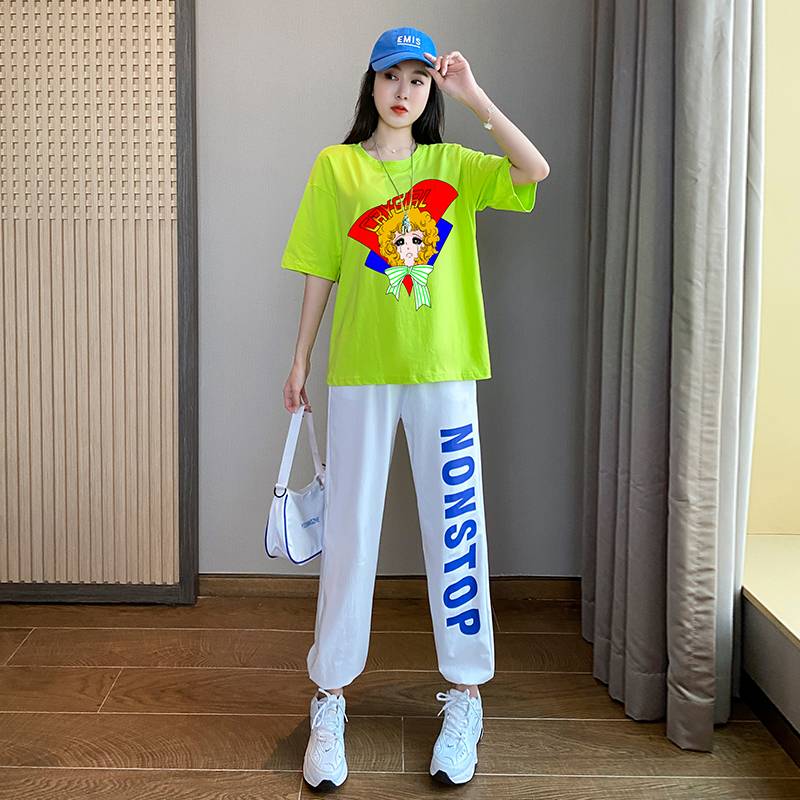Adult Square Dance Health Dance Fashion Sports Pants Set Female Summer Symbol Dance Fencing Performance Service