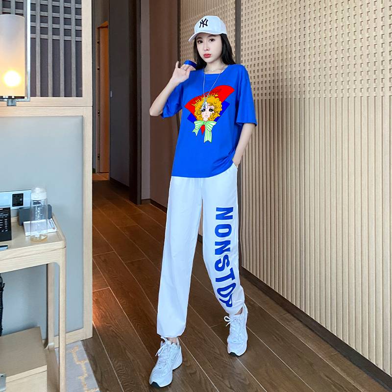 Adult Square Dance Health Dance Fashion Sports Pants Set Female Summer Symbol Dance Fencing Performance Service
