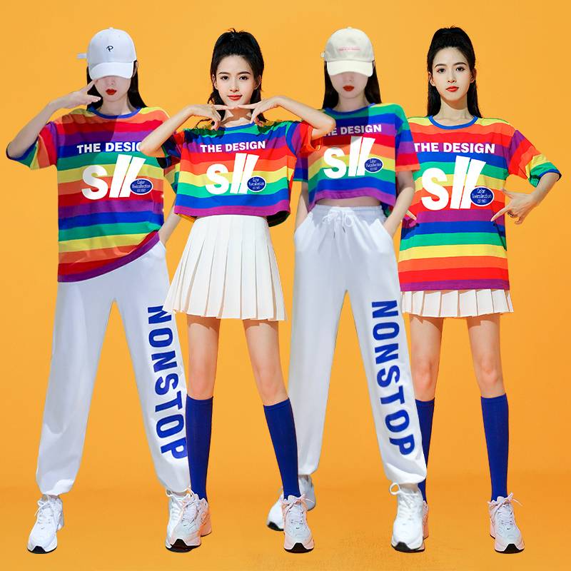 Middle school student Rainbow Class Game Games La La team set adult jazz dance performance service female Jianmei performance service