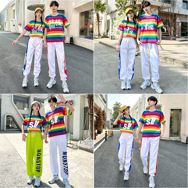 La La Ko La team clothing adult rainbow performance service men's and women's same bodybuilding dancing sports show show