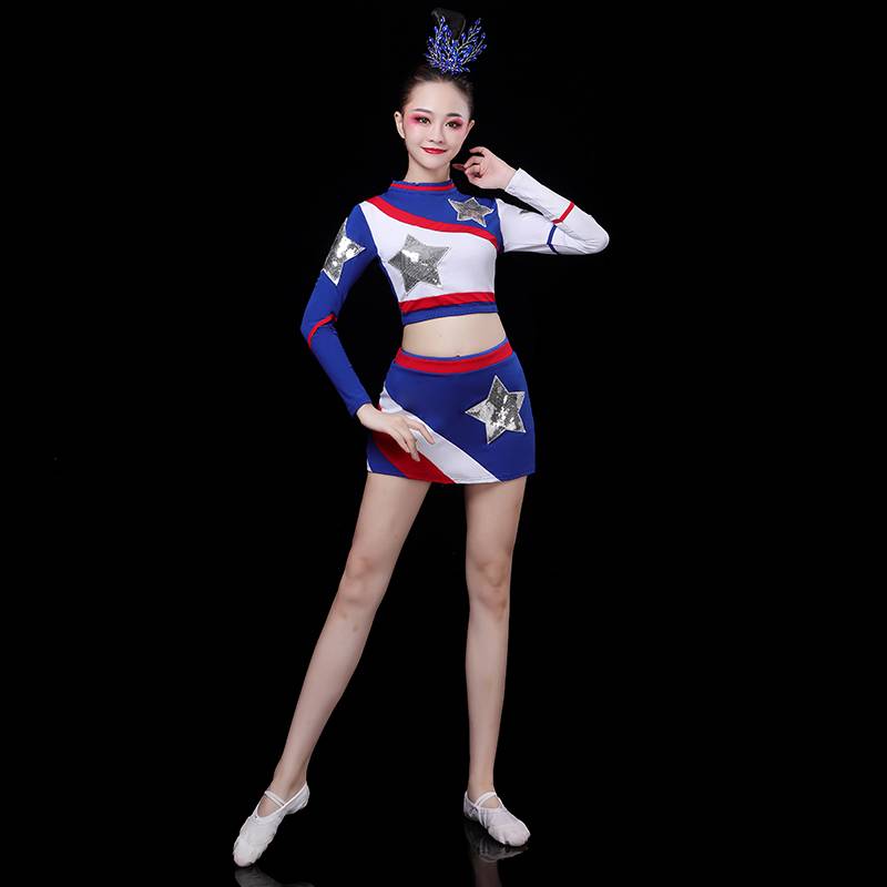 La La team dance clothing women's fitness group college student fitness exercise performance service youth set short skirt adult