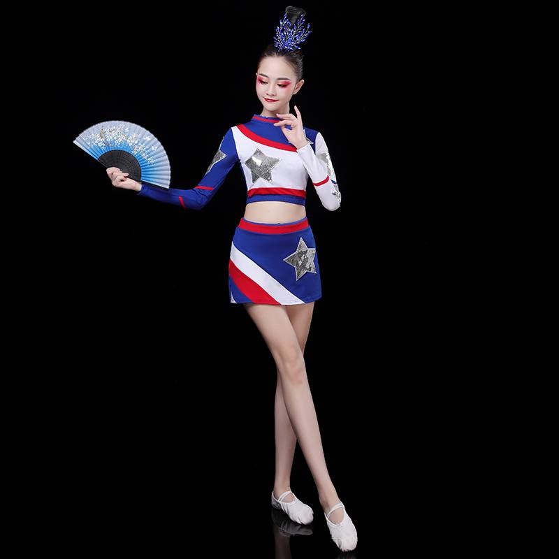 La La team dance clothing women's fitness group college student fitness exercise performance service youth set short skirt adult