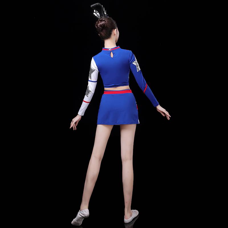 La La team dance clothing women's fitness group college student fitness exercise performance service youth set short skirt adult