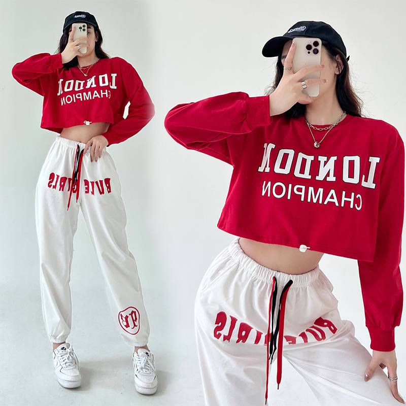 JAZZ hip -hop suit jazz dance performance clothing Korean dance girl group student gymnastics on clothes dancing pants autumn