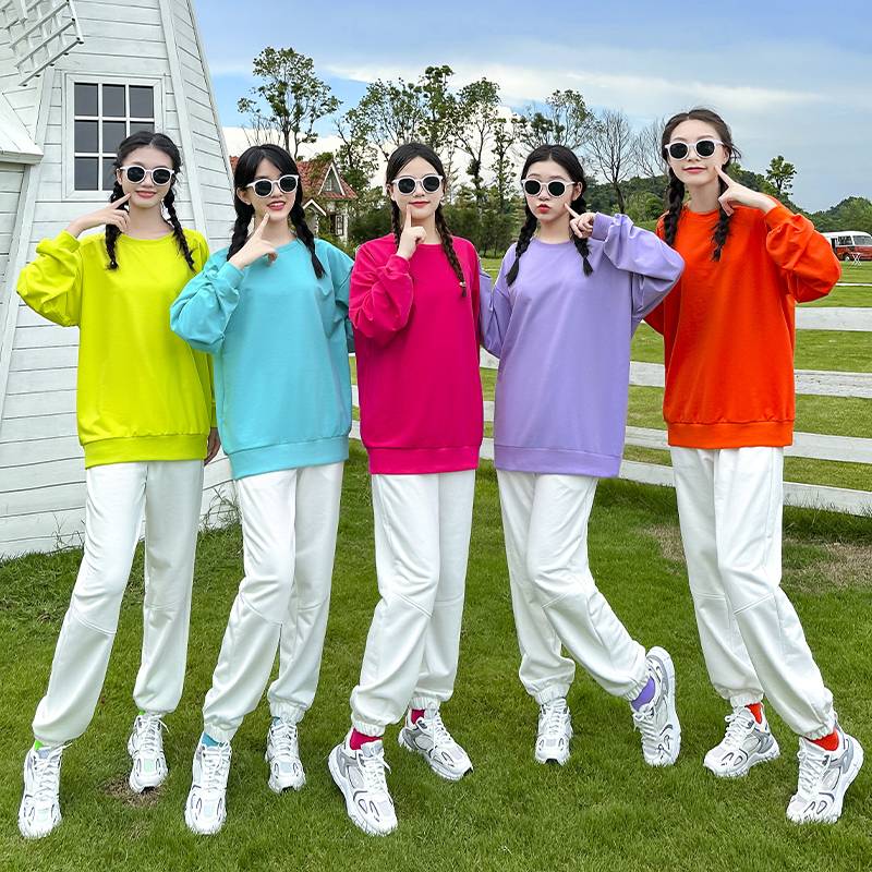 Candy -colored cheerleader clothing female adult body bodybuilding color set Korean female group jazz dance performance