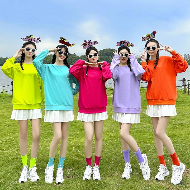Candy -colored cheerleader clothing female adult body bodybuilding color set Korean female group jazz dance performance