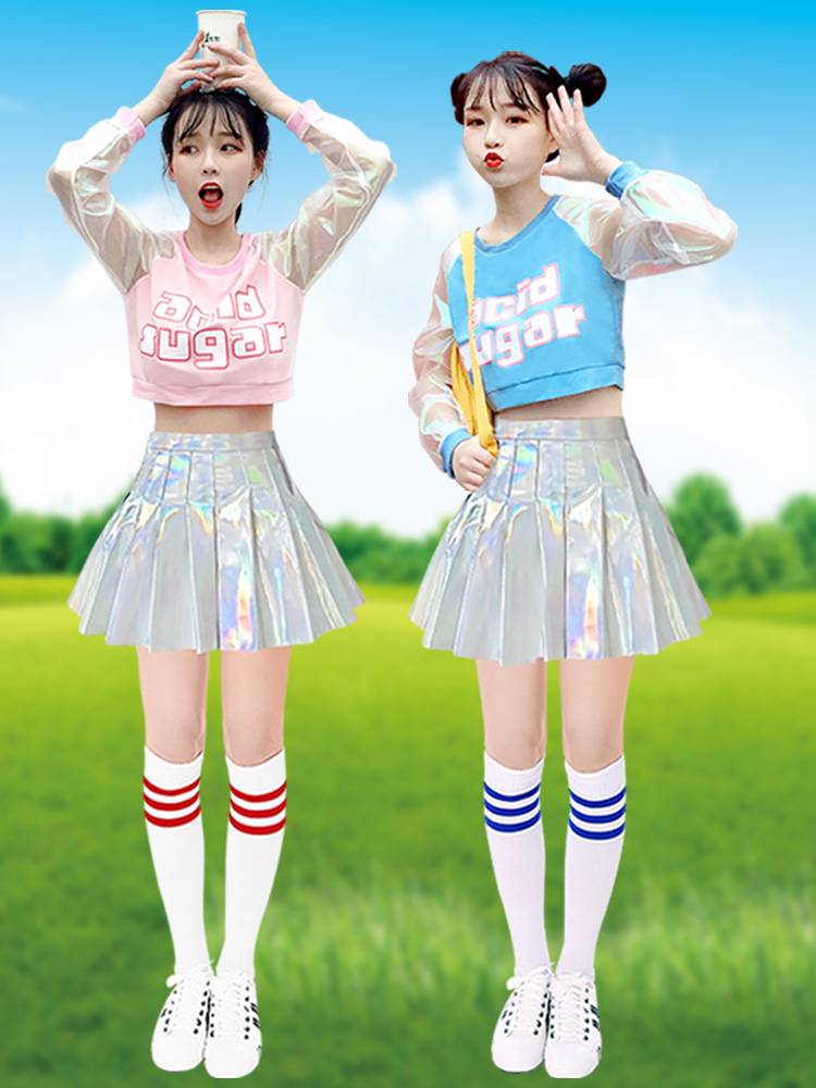 Adult cheerleader clothing female Lara team ginseng cheerleading cheerleading Korean female group jazz dance watch active laser skirt