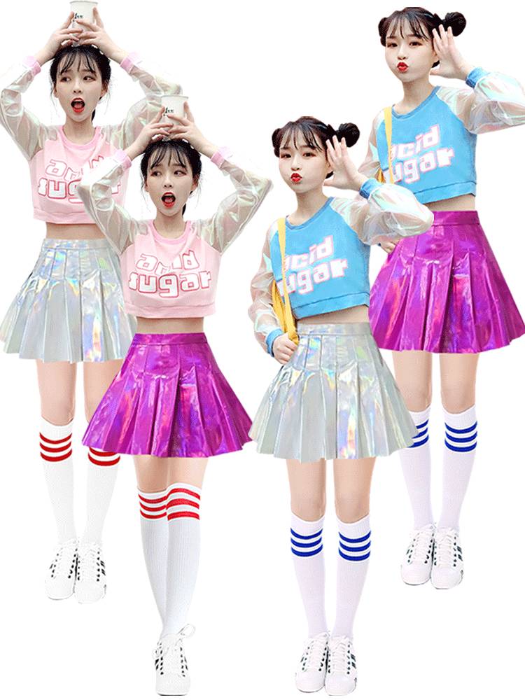 Adult cheerleader clothing female Lara team ginseng cheerleading cheerleading Korean female group jazz dance watch active laser skirt