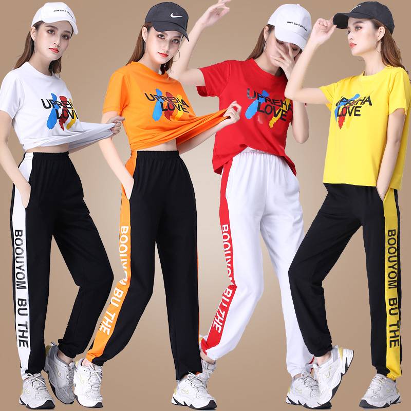 Plaza dance new clothing set in summer Yang Liping fitness dancing sportswear stroll dance dance pure cotton dance short sleeves