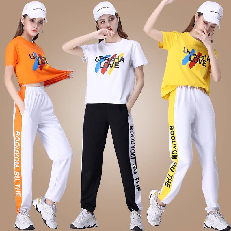 Plaza dance new clothing set in summer Yang Liping fitness dancing sportswear stroll dance dance pure cotton dance short sleeves