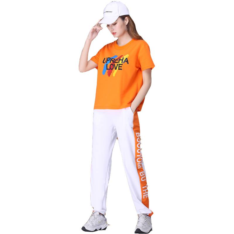 Plaza dance new clothing set in summer Yang Liping fitness dancing sportswear stroll dance dance pure cotton dance short sleeves