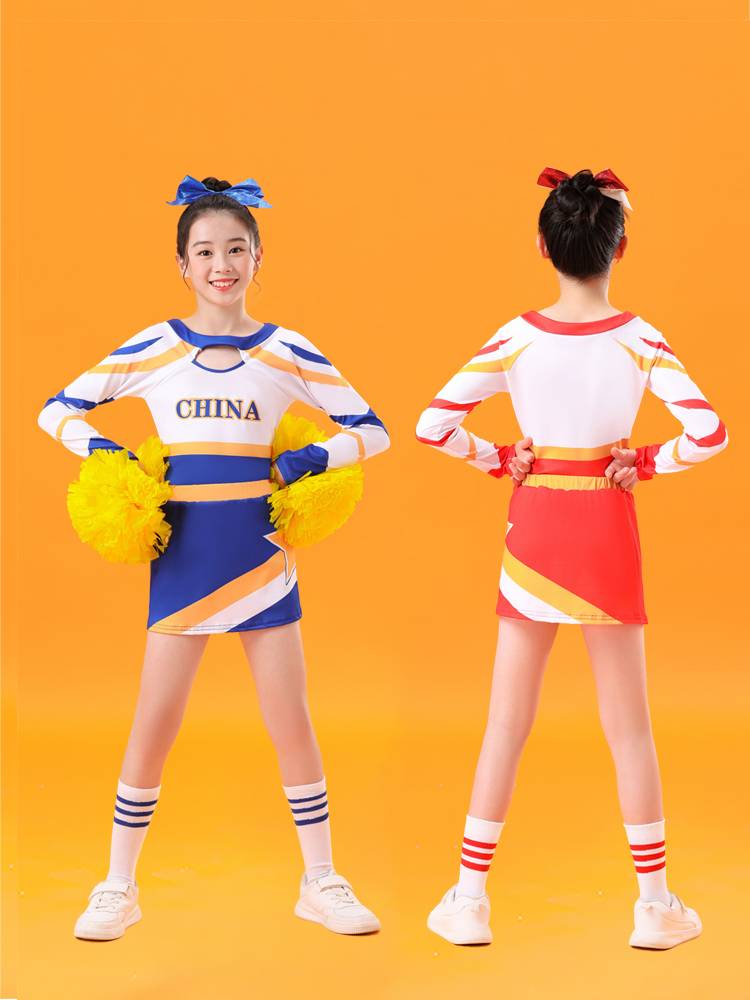 Children's long -sleeved cheerleading dance skirt gymnastics competition performance service children's basketball cheerleading team uniform