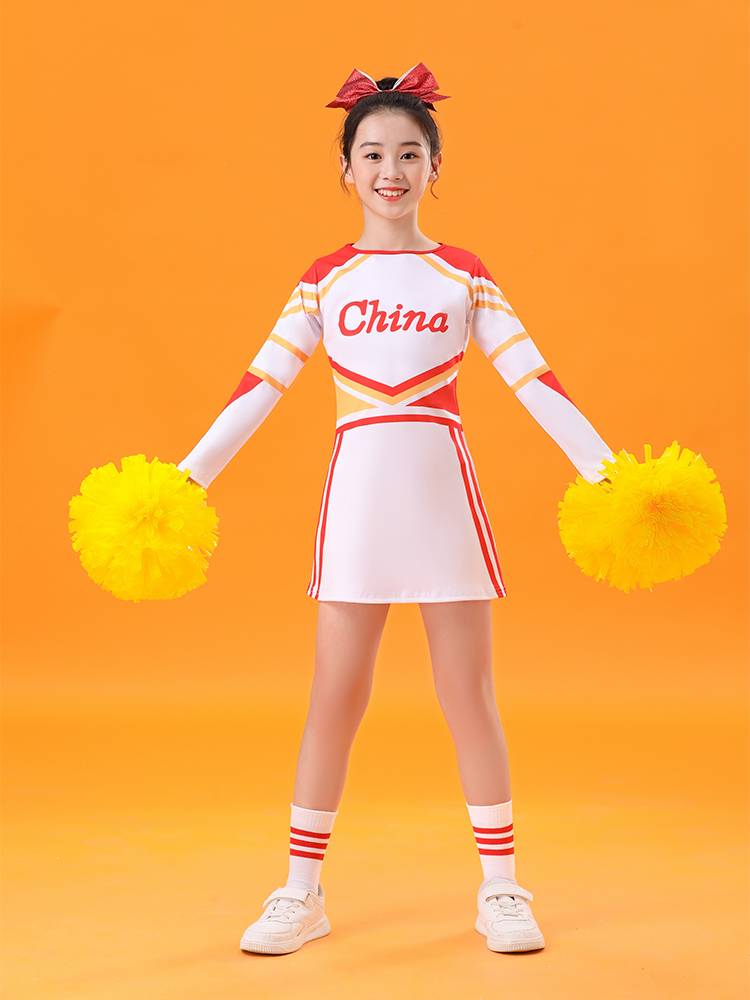 Children's long -sleeved cheerleading dance skirt gymnastics competition performance service children's basketball cheerleading team uniform