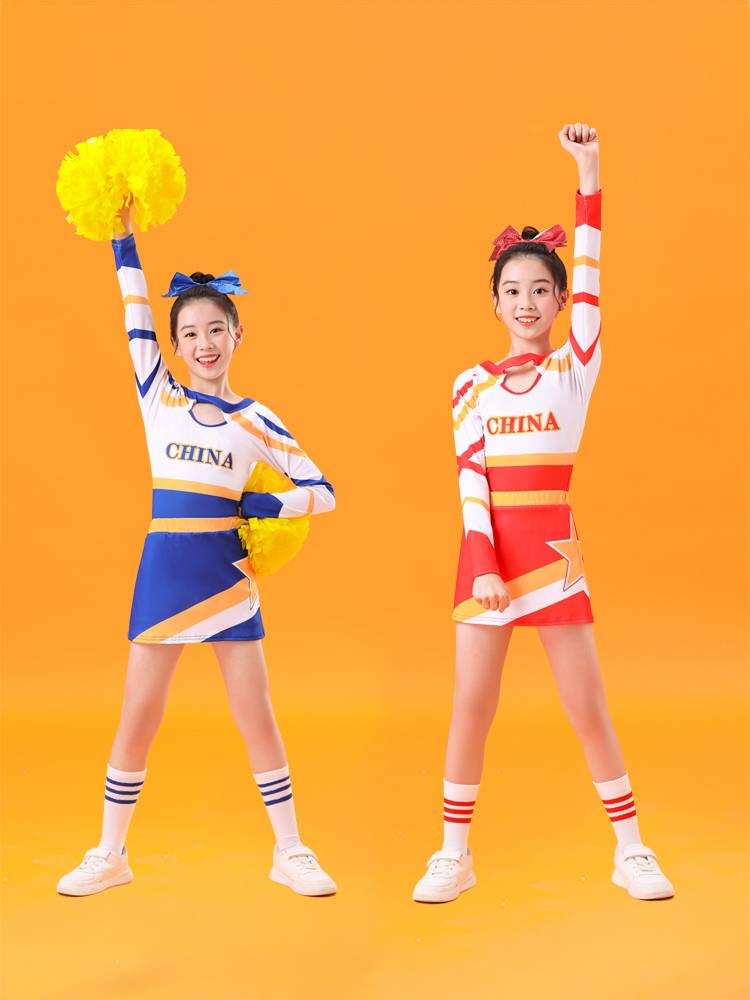 Children's long -sleeved cheerleading dance skirt gymnastics competition performance service children's basketball cheerleading team uniform