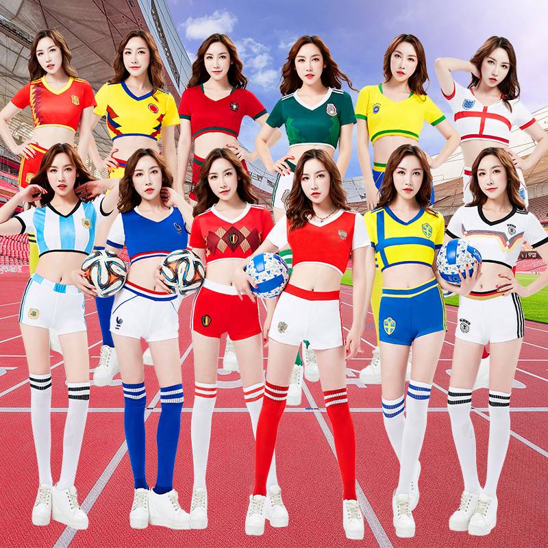 World Football Baby Cup Uniform Bar DS Dancing Heds Super Short Booth Navel La La Team Service Jianmei Fuck Set