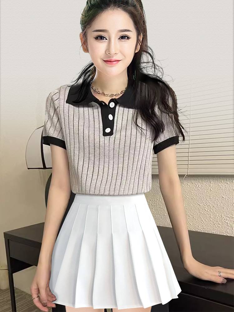 Summer Korean version of fashion shirt short -sleeved suit college student sports meeting opening ceremony la la la la la la la showing aesthetics jazz dance