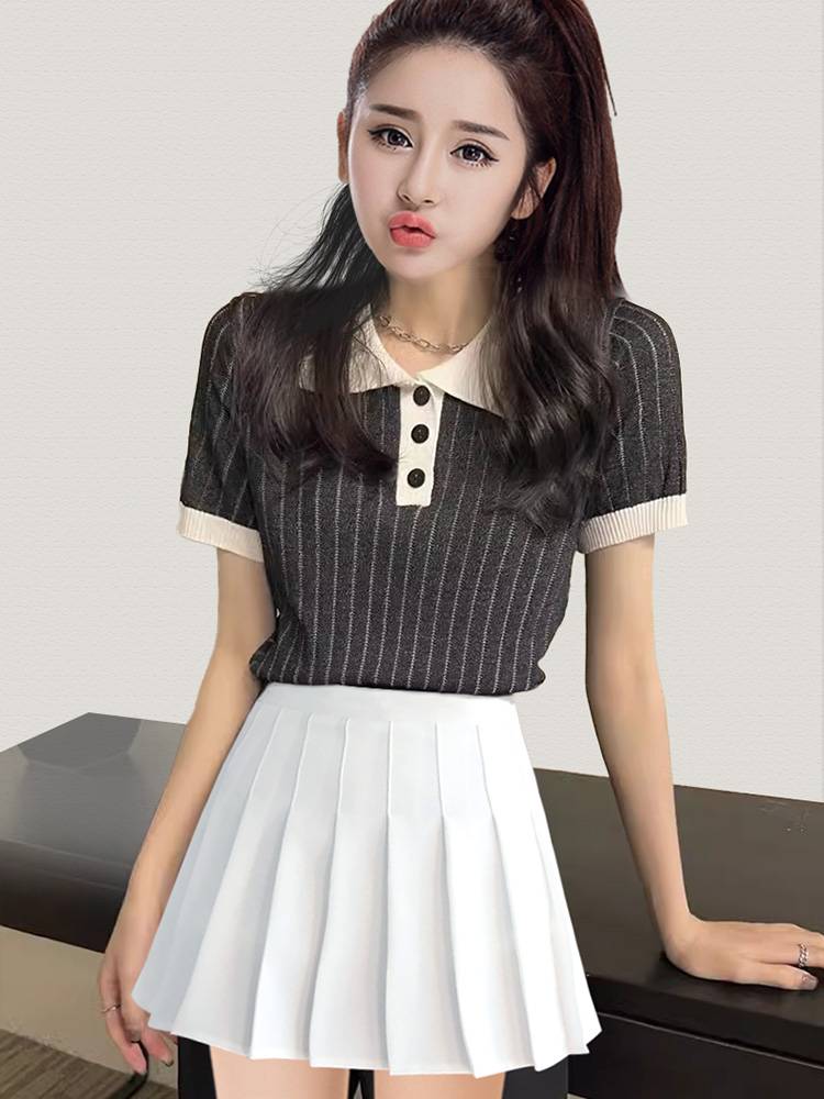 Summer Korean version of fashion shirt short -sleeved suit college student sports meeting opening ceremony la la la la la la la showing aesthetics jazz dance