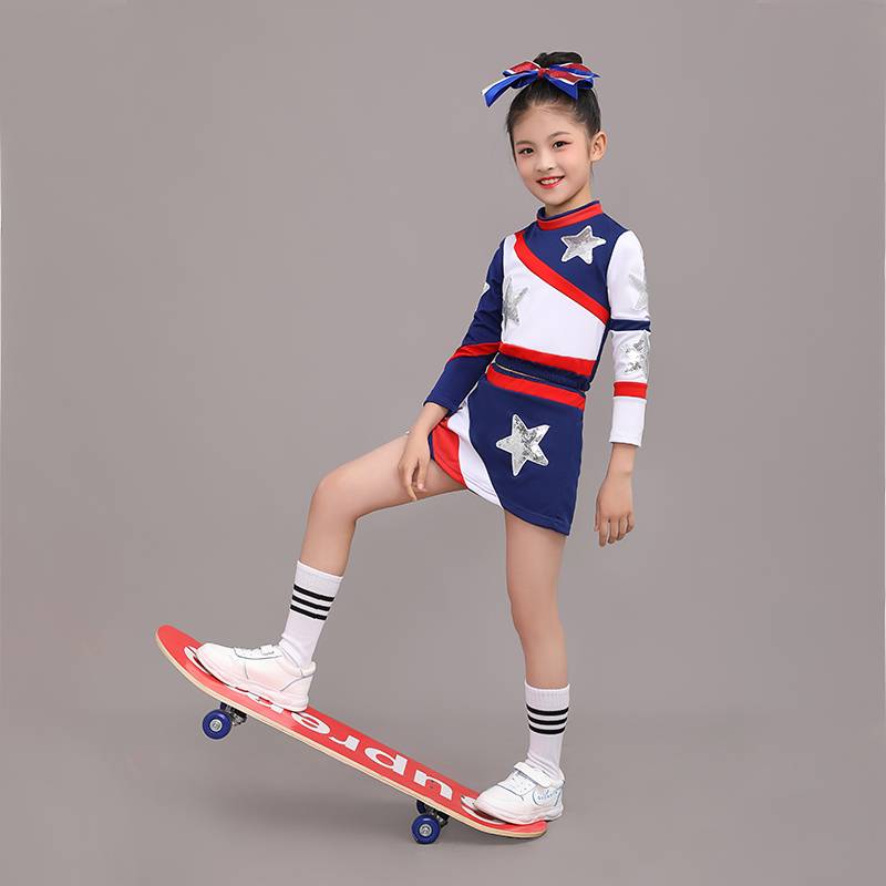 Children's performance clothing cheerleading team service competitive fitness exercise performance service children's group gymnastics pull team clothing girl