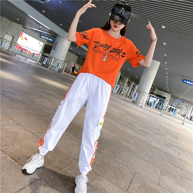 Jazz dance clothing men's and women's loose fashion dance cheerleading team dance dance clothes dance dance set new model