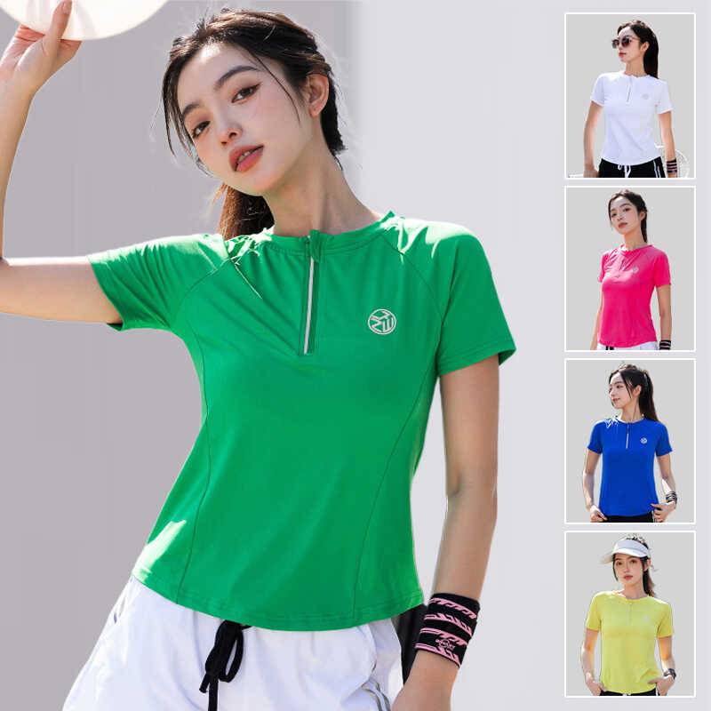 Summer thin square dance fast dry sports top female short sleeves, thin breathable, aerobics dance running training suit