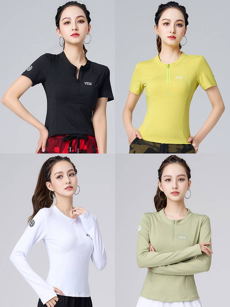 Plaza dance new shirt in summer fast dry short -sleeved sports clothing Yang Liping dancing dancing fitness exercise thin clothes women