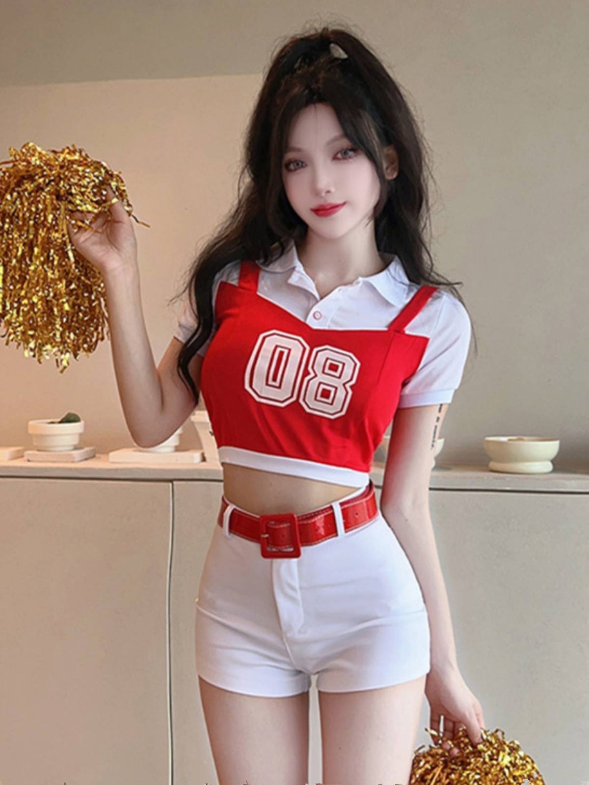 The sports cheerleaders, the cheerleading girls, the troupe dancers
