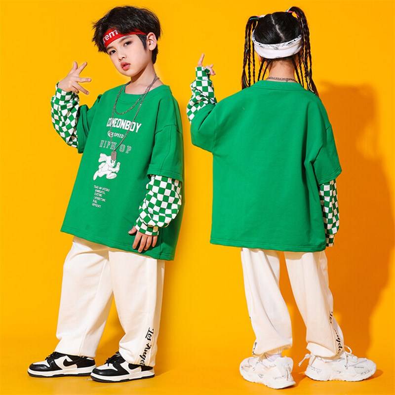 Factory selling young children cheerleading men and girls W hip -hop street dance sweater set Hiphop New Year's Day stage