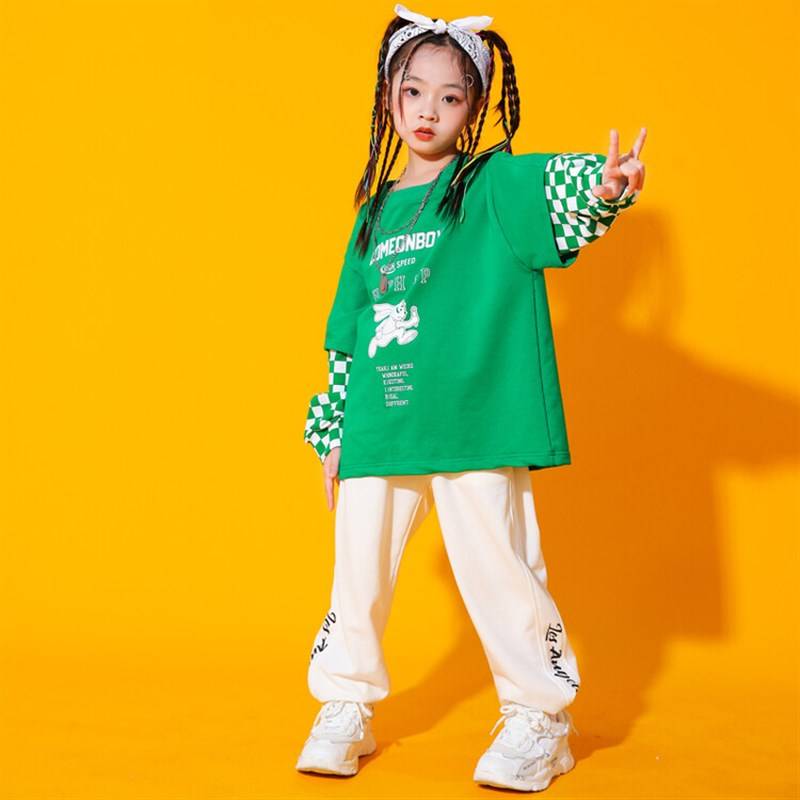 Factory selling young children cheerleading men and girls W hip -hop street dance sweater set Hiphop New Year's Day stage