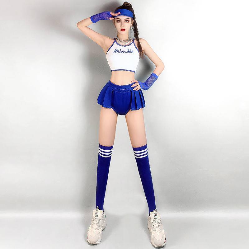 New Bar GOGO clothing DJ women's team Han Wu cheerleading team DS performance clothes blue sexy vest skirt set